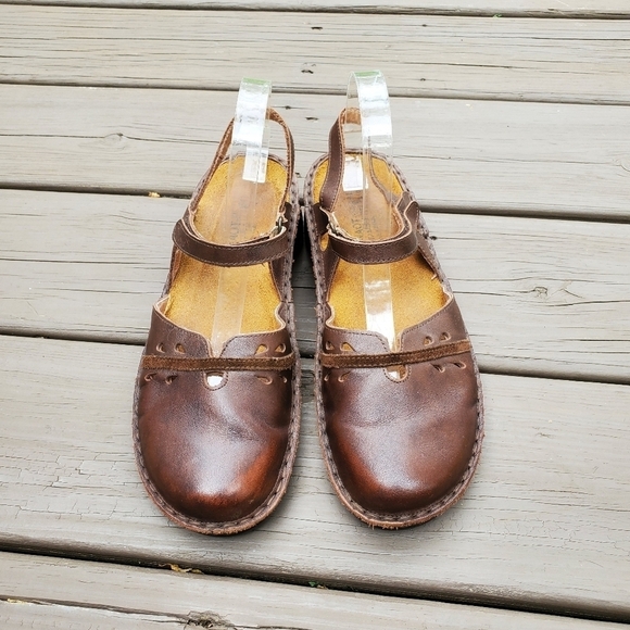 Naot Gardenia Brown Leather Cork Sole Mary Jane Slingback Strap Boho Flats 41 - Picture 5 of 9